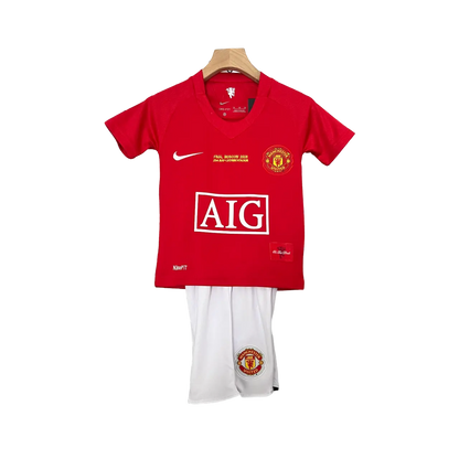 England Manchester United 2007/08 Kids' Iconic UEFA Champions League Home Premium Football Jersey - A Classic for Young Fans