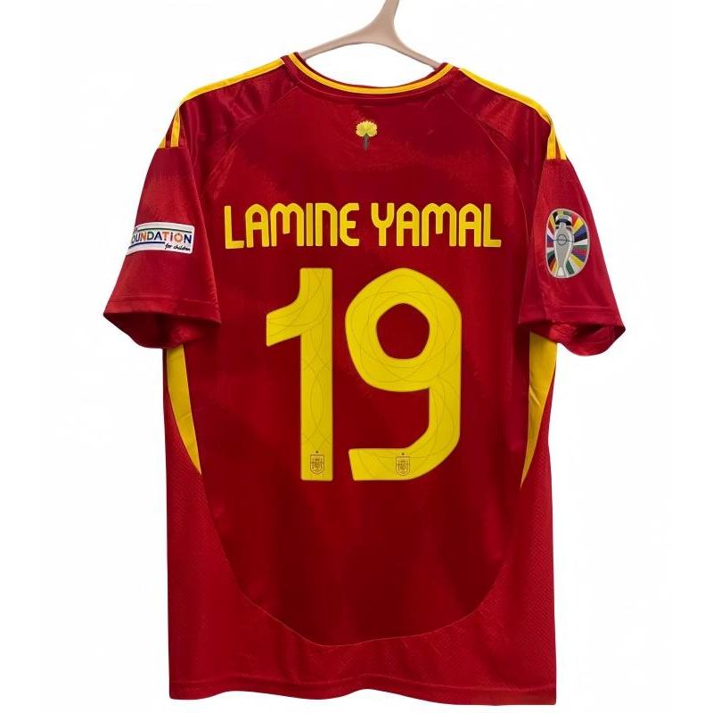 YAMAL Euro 2024 Spain home No.19 football jerseys soccer fan edition tracksuit SuperJerseysTK