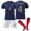 XNB Adult/Kids 2022 Soccer World Cup France Home Shirt Soccer Jerseys Activewear Set SuperJerseysTK