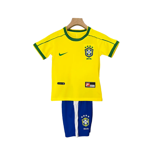 Brazil 1998 Kids' Classic Home Premium Football Jersey - A Nostalgic Gem for Young Fans