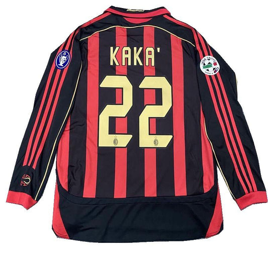 06-07 Champions League AC Milan home fans retro long-sleeved shirt 22 Kaka football suit men SuperJerseysTK