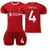 XNB 2023-2024 Liverpool Home Shirt #4 Virgil Soccer Jersey and Shorts Set SuperJerseysTK