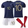 XNB Adult/Kids 2022 Soccer World Cup France Home Shirt Soccer Jerseys Activewear Set SuperJerseysTK