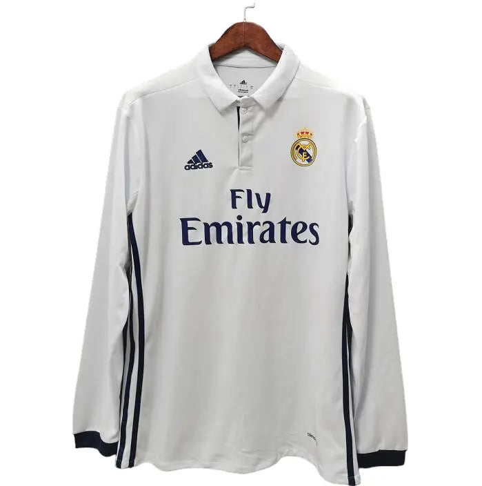 Real Madrid Retro 16/17 Long Sleeve Home Classic Football Jersey