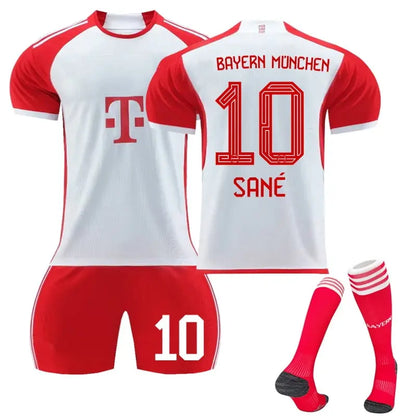 XNB 2023-2024 Bayern Munich Home Jersey #10 Sane Sportswear Soccer Jersey Activewear Set SuperJerseysTK