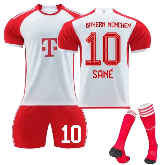 XNB 2023-2024 Bayern Munich Home Jersey #10 Sane Sportswear Soccer Jersey Activewear Set SuperJerseysTK