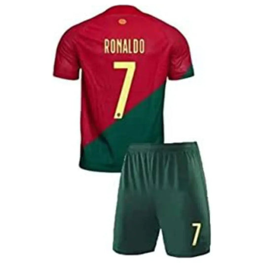 Youth Soccer Fan Ronaldo Jersey Portugal No 7 Sports Jersey Shirt Free Shorts SuperJerseysTK