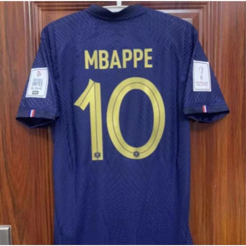 France 2022 World Cup number 10 Kylian Mbappe's home football jersey SuperJerseysTK