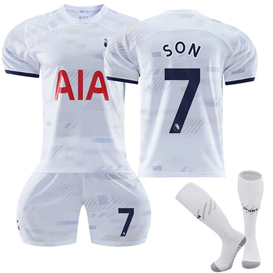 XNB 2023-2024 Tottenham Hotspur Home Shirt #7 Son Sportswear Soccer Jersey Activewear Set SuperJerseysTK