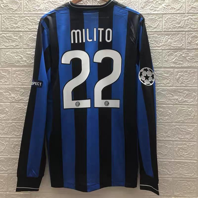 0910 Inter home Champions League edition kit Zanetti SnedeMilito Long sleeve retro football kit men SuperJerseysTK