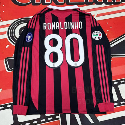 ACM/Soccer Jersey/Fans Version/Home kit/Ronaldinho #80/Black Red /long Sleeves SuperJerseysTK