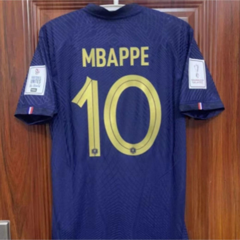 France 2022 World Cup number 10 Kylian Mbappe's home football jersey SuperJerseysTK