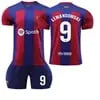 XNB 2023-2024 Barcelona Home Jersey #10 Leo Soccer Jersey and Shorts Set SuperJerseysTK