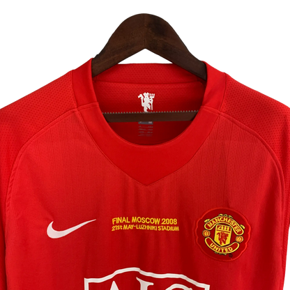 England Manchester United Retro 2007/08 Long Sleeve Champions League Version Home Football Jersey SuperJerseysTK