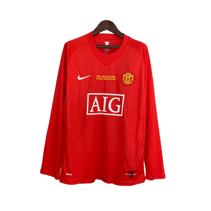 England Manchester United Retro 2007/08 Long Sleeve Champions League Version Home Football Jersey