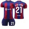 XNB 2023-2024 Barcelona Home Jersey #10 Leo Soccer Jersey and Shorts Set SuperJerseysTK