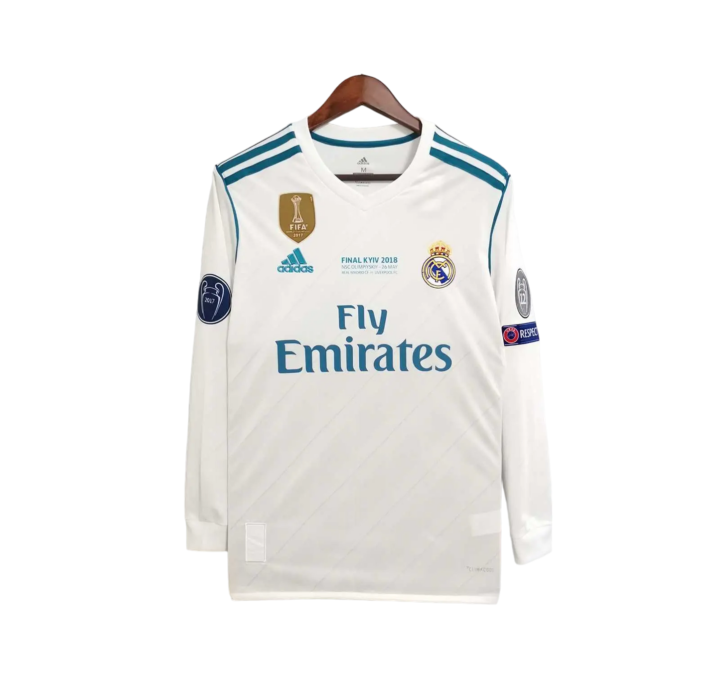 Spain Real Madrid Retro 17/18 Long Sleeve Home Football Jersey