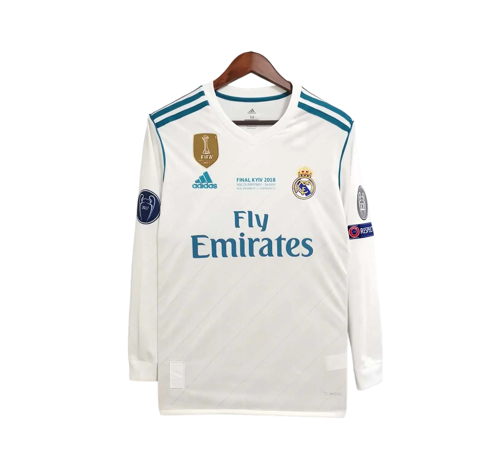 Spain Real Madrid Retro 17/18 Long Sleeve Home Football Jersey