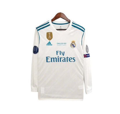 Spain Real Madrid Retro 17/18 Long Sleeve Home Football Jersey