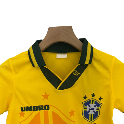 Brazil 1993/94 Kids' Classic Home Premium Football Jersey - A Nostalgic Gem for Young Fans SuperJerseysTK