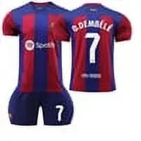 XNB 2023-2024 Barcelona Home Jersey #10 Leo Soccer Jersey and Shorts Set SuperJerseysTK