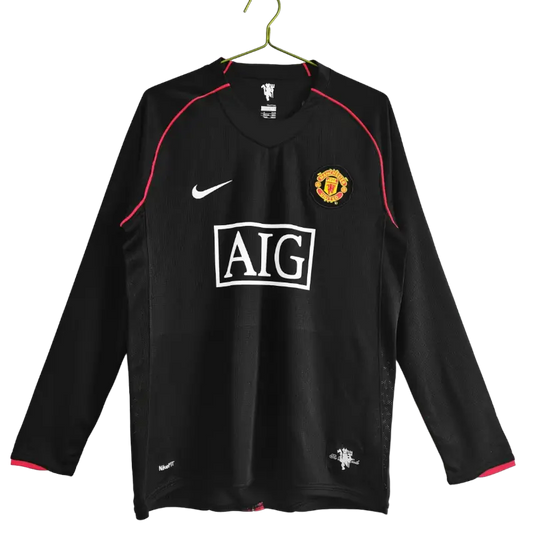 England Manchester United Retro Long Sleeve 2007/08 Black Football Jersey SuperJerseysTK