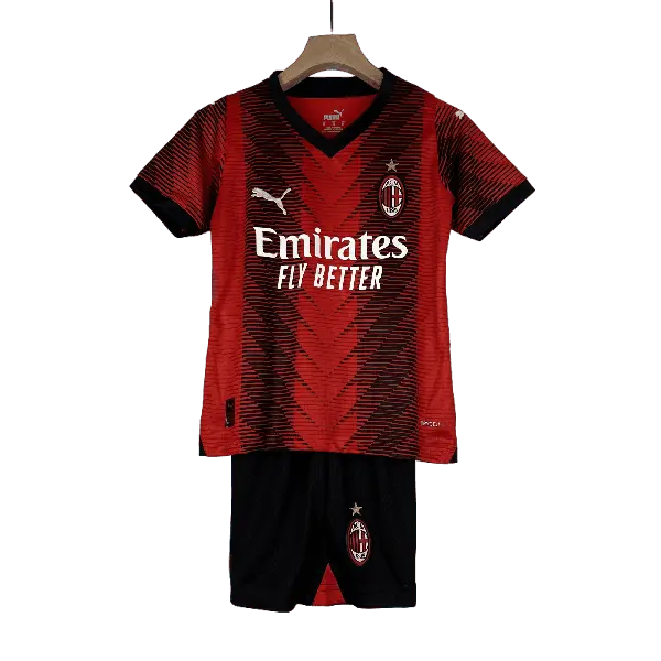 Italy AC Milan 2023/24 Kids' Iconic Home Premium Football Jersey - A Classic for Young Fans