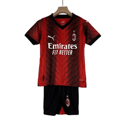 Italy AC Milan 2023/24 Kids' Iconic Home Premium Football Jersey - A Classic for Young Fans