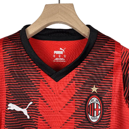 Italy AC Milan 2023/24 Kids' Iconic Home Premium Football Jersey - A Classic for Young Fans SuperJerseysTK