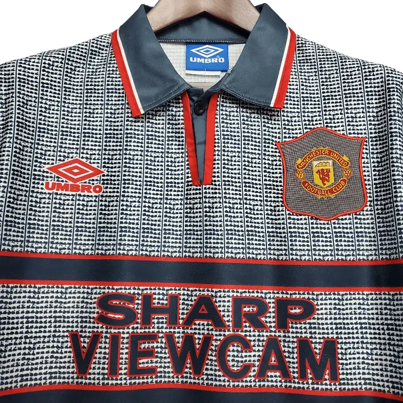 Manchester United Retro 1995 - 1996 Premium Away Football Jersey,  SHARP VIEWCAM SuperjerseysTK