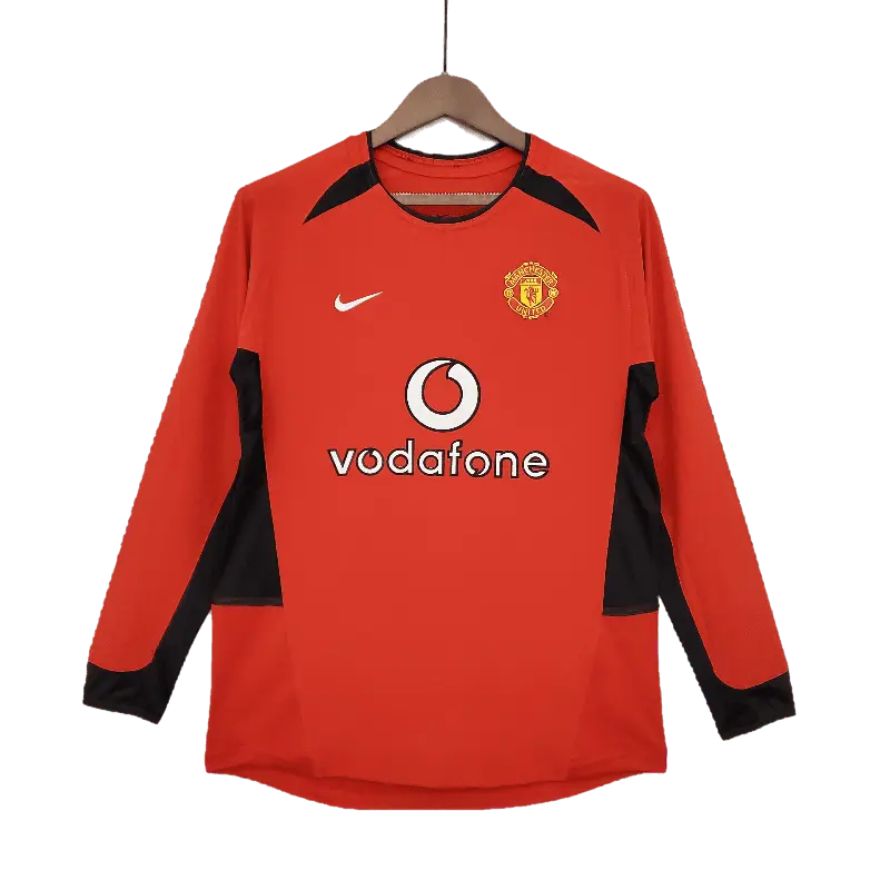 Retro Manchester United 2002 - 2004 Premium Home Long Sleeve Football Jersey£¬vodafone