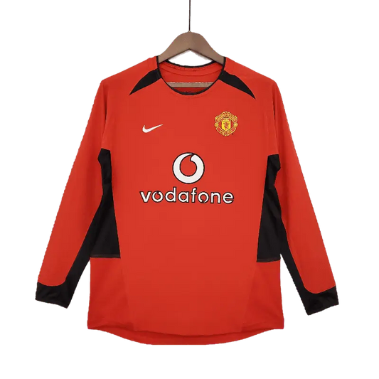 Retro Manchester United 2002 - 2004 Premium Home Long Sleeve Football Jersey£¬vodafone