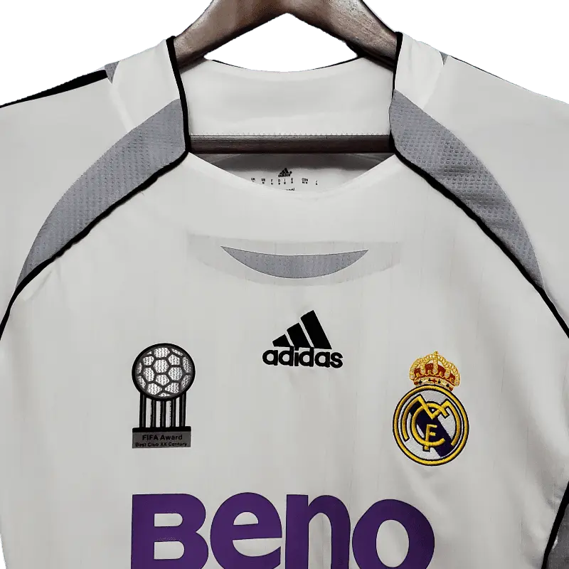 Real Madrid Retro Premium Long Sleeve 2006/07 Home Classic & Stylish Football Jersey SuperJerseysTK