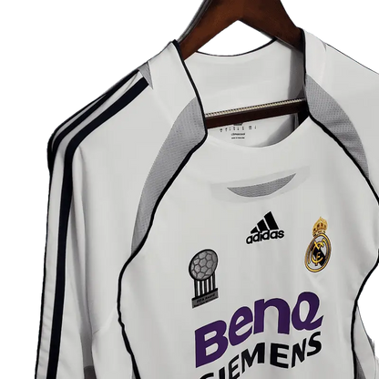 Real Madrid Retro Premium Long Sleeve 2006/07 Home Classic & Stylish Football Jersey SuperJerseysTK