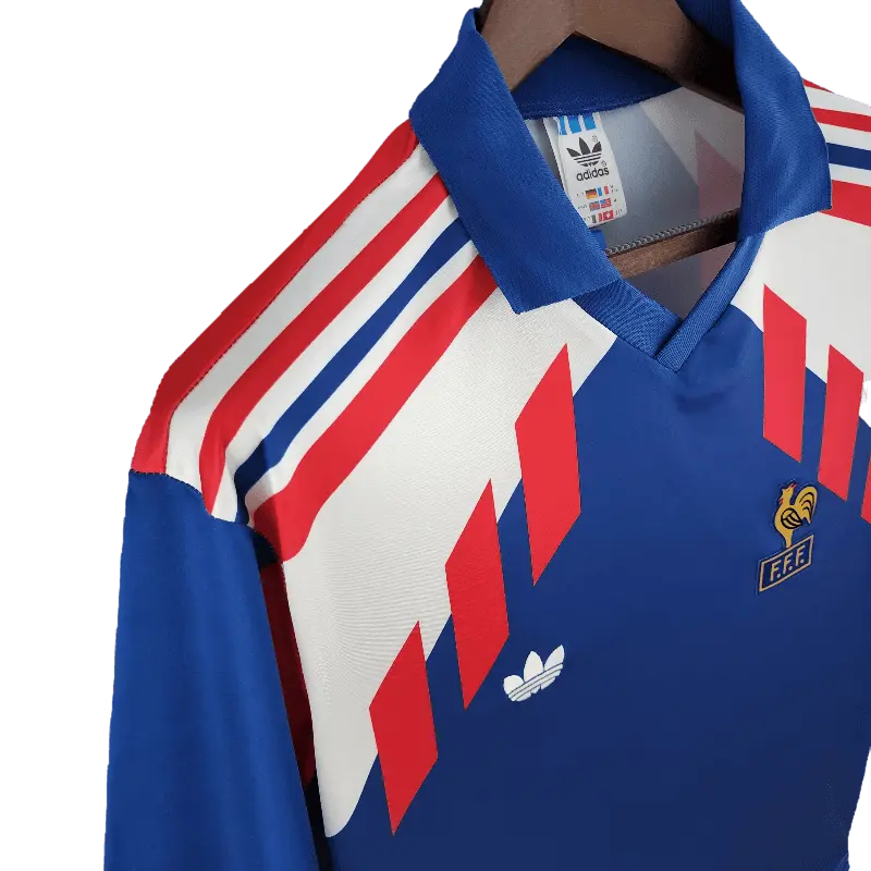 France Retro Long Sleeve 1988/90 Home Classic Football Jersey SuperJerseysTK