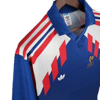 France Retro Long Sleeve 1988/90 Home Classic Football Jersey SuperJerseysTK