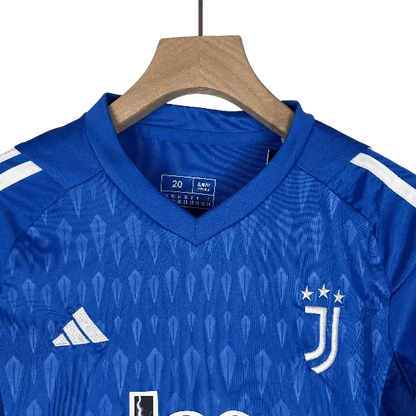 Italy Juventus 2023/24 Kids' Striking Blue Goalkeeper Premium Football Jersey - A Standout Choice for Young Goalkeepers SuperJerseysTK