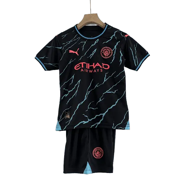 England Manchester City 2023/24 Kids' Stylish Third Away Premium Football Jersey - A Trendy Choice for Young Fans