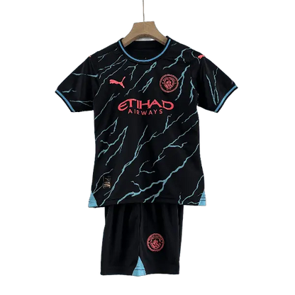 England Manchester City 2023/24 Kids' Stylish Third Away Premium Football Jersey - A Trendy Choice for Young Fans