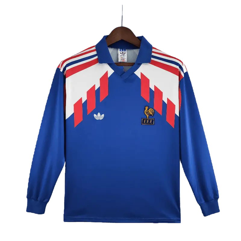 France Retro Long Sleeve 1988/90 Home Classic Football Jersey