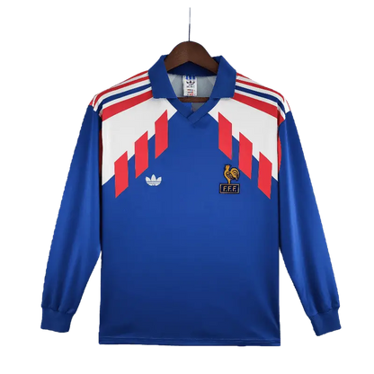 France Retro Long Sleeve 1988/90 Home Classic Football Jersey