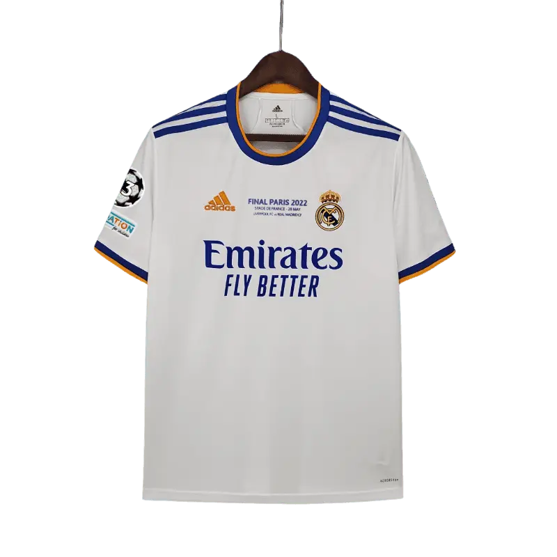 Real Madrid 2021 - 2022 Final Version Premium Home Football Jersey,  Emirates FLY BETTER SuperjerseysTK