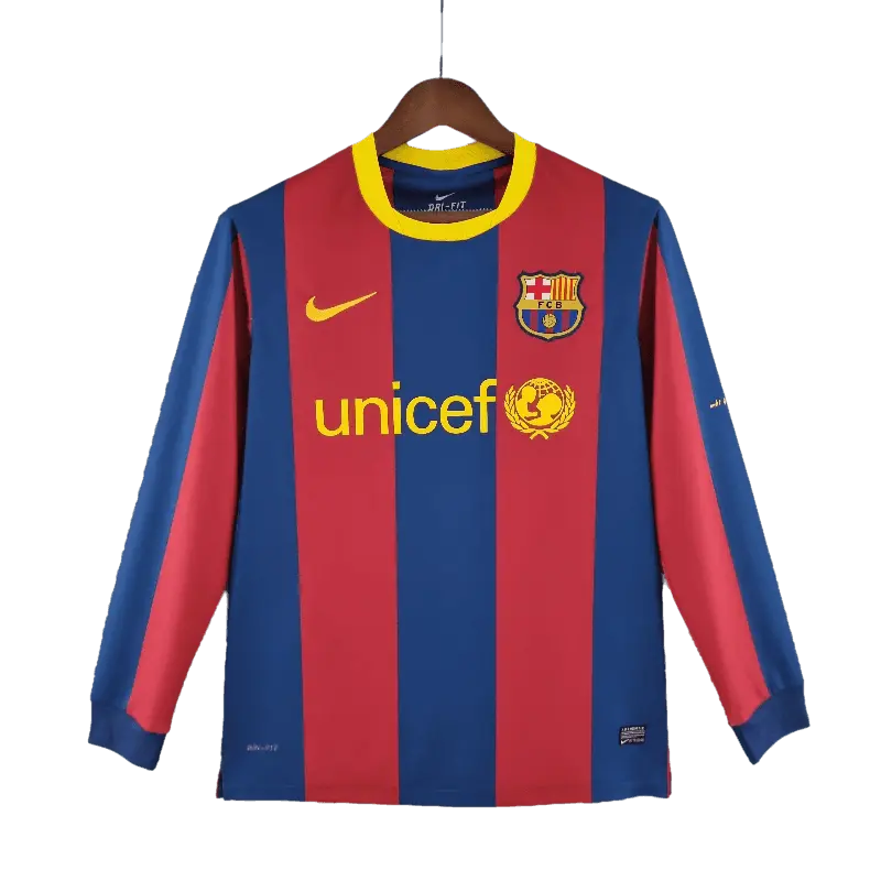 Spain Barcelona Retro Long Sleeve 10/11 Home Football Jersey