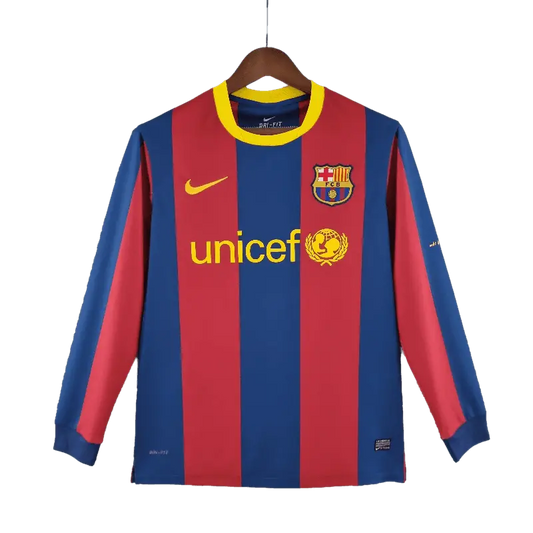 Spain Barcelona Retro Long Sleeve 10/11 Home Football Jersey