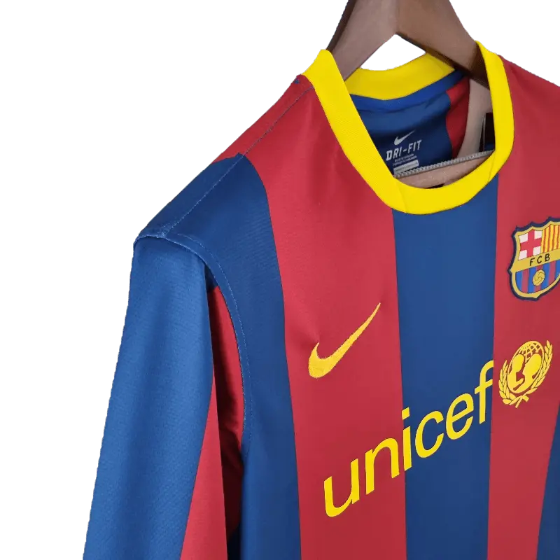 Spain Barcelona Retro Long Sleeve 10/11 Home Football Jersey SuperJerseysTK