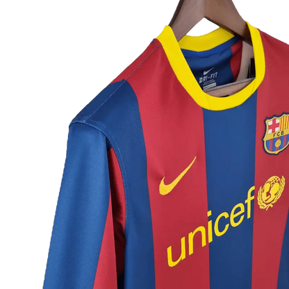 Spain Barcelona Retro Long Sleeve 10/11 Home Football Jersey SuperJerseysTK