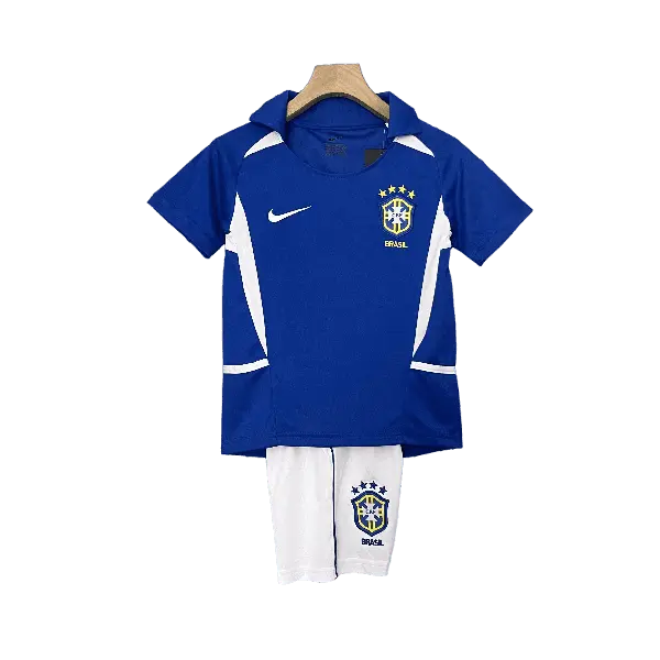 Brazil Retro 2002 Kids' Stylish Away Premium Football Jersey - A Nostalgic Gem for Young Fans