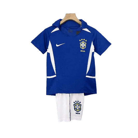 Brazil Retro 2002 Kids' Stylish Away Premium Football Jersey - A Nostalgic Gem for Young Fans